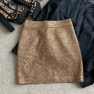 LOFT Gold Sequin Mini Skirt